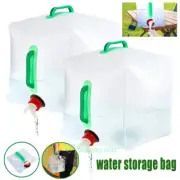 2x Foldable Collapsible Water Container W/Spigot 5 GAL Camping Water Storage Jug