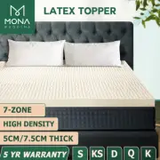 Mona Bedding Latex Mattress Topper 7 Zone Underlay Bed Protector Pad Cover Mat