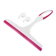 Shower Squeegee Glass Wiper with 2 Hooks Red
