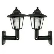 2X Solar Powered LED Wall Lantern Lamp Sun Lights Door Mounted, Solar Hexagonal Light Outdoor LED Solar Sconce Lantern, Solar IP44 Waterproof Landscape Lamp for Patio Yard Garden Pathway