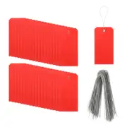 100Pcs Marking Tags with String, 6.3" x 3.1" Waterproof Hang Tags Red