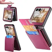 Nexue Case for Motorola Razr 2024/Moto Razr 50,Shockproof PU Leather Case with Card Holder/Ring Kickstand/Wallet Case for Motorola Moto Razr 50/Razr 2024,Purple