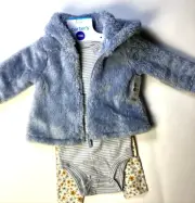 Carters Infant Girl 3-Piece Set, Jacket w/Hood, Romper & Pants, Size: 12M