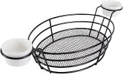 Cabilock 1Pc Black Stainless Steel Fry Chips Container Kitchen Food Holder for Fried Chicken Snacks Portable Frying Basket for Home Restaurant Use
