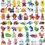 Hollowfly 50 Pcs Assorted Animals Wind up Toys Flipping Walking Jumping Swimming Clockwork Toy for Birthday Party Favors Classroom Prizes Treasure Box Goodie Bags Pinatas Filler