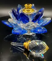 Blue And Clear Lotus Flower Prism Crystal Perfume Bottle (TM)