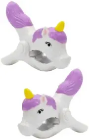 O2COOL Pink Purple UNICORN Beach Chair Towel 2 Clips Holder Pool Clothespin Pin