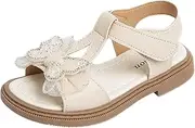 [Egmy] Toddler Kid Girl Open-toe Casual Solid Sandal Low Heel Hook & Loop Bow Soft Rubber Sole Party Dress Jelly Shoe