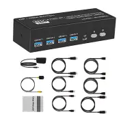 2 In 2 Out 8K 120Hz DP HDMI2.1 USB3.0 KVM Switcher 2x2 For 2 Computer 2 Monitor