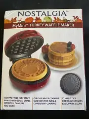Nostalgia MyMini Turkey Waffle Maker Compact Size 5” Non-Stick New In Box