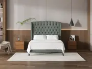 My Style Winged Headboard & Slimline Base - Queen / Seaglass / Slimline Base