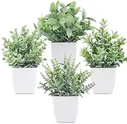 Der Rose 4 Pack Fake Plants Mini Artificial Greenery Potted Plants for Home Decor Indoor Office Table Room Farmhouse Bathroom Decor