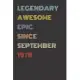 Legendary Awesome Epic Since September 1978 - Birthday Gift For 41 Year Old Men and Women Born in 1978: Blank Lined Retro Journal Notebook, Diary, Vin