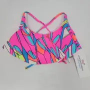 NEW Vineyard Vines Performance Surfboard Flounce Bikini Top Pink Girls 2T