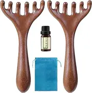 6 Claw Drainages Massage Comb, Wooden Scalp Massager Tool, Multifunctional Head Massager for Women Men Stimulator Hair Growth