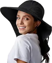 [camptrace] Safari Outdoor Sun Hat UPF 50+ Wide Brim Fishing Hat with Neck Flap for Women Waterproof Bucket Hat (Beige)