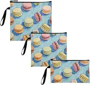 Yoogain Macron Food Blue Art Painting Pack of 3 Reusable Sandwich and Snack Bags Portable Diaper Bag Organization for Work Office Travel Picnic