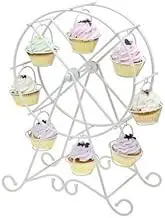 European Style Wedding Party Furnishing Accessories Dessert Serving Tray White Iron Ferris Wheel 8 Cupcakes Display Stands Cakes Holder