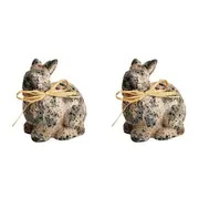 2x Urban 10cm Delphi Bunny Garden Ornament Home Decor Animal Statue Display Grey