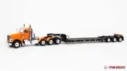 1/50 Scale First Gear Peterbilt 367 w/ Talbert 55SA Lowboy - Bright Orange/Black