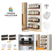 Spice Rack with 24 Jars, 216 Labels, 1 Steel Funnel for Refrigerator，Microwav...