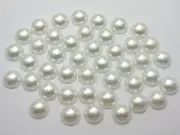 200 Pure White Acrylic Half Pearl Flatback Round Bead 10mm Scrapbook Craft
