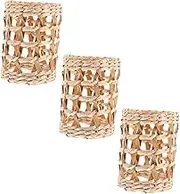 Mikinona 3Pcs Handmade Straw Woven Cup Sleeve Decorative Insulation Covers for Lotion Bottles Vases Drinking Cups for Home Decor and Heat Protection