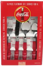 Coca-Cola 16 Piece Flatware Set Coke Bottle Contour Pattern by Gibson 1997 NEW
