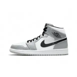 Air Jordan 1 Mid Light Smoke Grey 煙灰 黑勾 高筒鞋 男鞋 554724-092