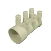 0367-20 Magic Plastics PVC Manifold 2" S x Dead End x (6) 3/4" RB Ports