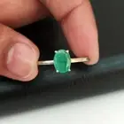 1.40 Ct Emerald Prong Ring 925 Solid Sterling Silver