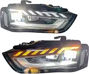 Automobile headlamp assembly, Car Styling Headlamp Compatible For A4 Headlights 2013-2016 A4L B8 LED Headlight Projector Lens Signal Automotive Accessories(2pcs Style 1,Halogen)
