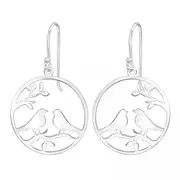 Silver Laser Cut Love Birds Earrings