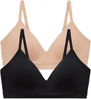 [ThirdLove] Form Fit Wireless Bra, Wire Free Bras with Support and Lift, Seamless, Comfortable Bras for Women, 2 PK Black/Taupe
