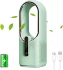 Desk Fan Portable, Battery Operated,Quiet Desktop Fan Bladeless with 3 Cooling S