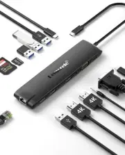 13 in 1 USB C Docking Station Dual Monitor Adapter HDMI Dock Triple Display