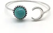 SAFIGLE Bracelet for Women Moon Motif Silver Turquoise Bangle Emerald Charms Elegant