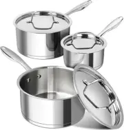 MICHELANGELO Stainless Steel Saucepan Set with 1+2+3 QT, QT
