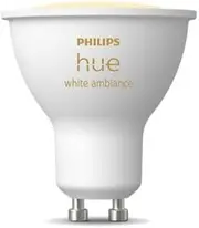 Philips Hue GU10 Smart Lamp, Adjustable Warm to Cool White Light, 1 Pack, Bluetooth Compatible, Voice Control with Alexa, Apple Home and Google Assistant