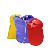 3 x Commercial Laundry Linen Bag with Drawstring & Lugs: Red, Purple & Yellow|