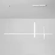 Dimming LED Linear Chandelier Slender Tube Pendant Lighting Black Metal Iron Nordic White Long Strip Ceiling Hanging Lamp for Dining Room Kitchen Island Restaurant Living Room