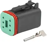 BIZOCA DT13-6PB Black 6Pin Automotive Connector, DT Right Angle PCB Mount Header, Wire-to-Board Plug Socket(DT06-6S-E004)
