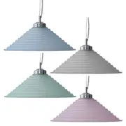STEP-40 Art Deco Glass Pendant Light Extra Large in Blue, Frost, Green or Pink