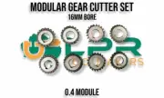 Gear Cutter set Involute Module .4 20P.A full set of 8 Cutters HSS 16mm bore