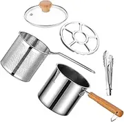 SECFOU 1 Set Stainless Steel Deep Fryer Pot with Tong Versatile Stovetop Deep Fryer for Tempura Breakfast Easy to Clean Lightweight Kitchen Essential