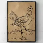 Rooster Bird Art Bird Drawing Bird Sketch Liner Ink Pencil Original Signed Art