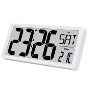 14.2" Large Digital Day Wall Clock, Custom 8 Languages Calendar, Count up-Dow...