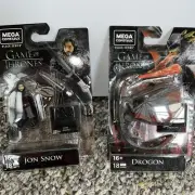 Mega Construx Game of Thrones Black Series Drogon & Jon Snow Mini Figures NEW