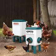Automatic Chicken Feeder and Waterer Set - 12KG Large Capacity Treadle Poultry Feeder with 11L Waterer, Durable PP Plastic