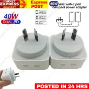 40W Dual USB-C PD Fast Charging Wall USB C Charger Power Adapter Type-C Brick AU